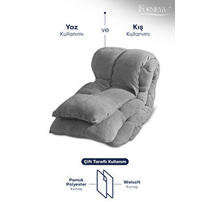 Formeya Tek Kişilik Lüx Gri Welsoft Yorgan Çift Taraflı 155x215