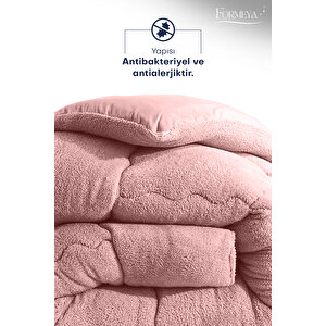 Tek Kişilik Lüx Pudra Welsoft Yorgan Çift Taraflı 155x215 155x215 cm