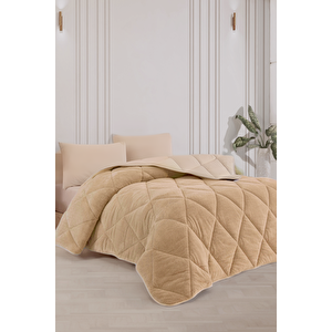 Çift Kişilik Lüx Bej Rengi Welsoft Yorgan Çift Taraflı 195x216 195x215 cm