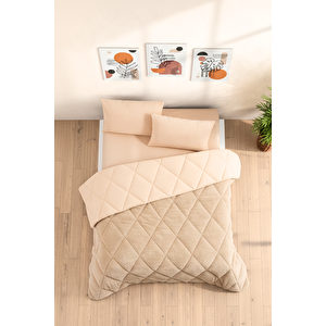 Çift Kişilik Lüx Bej Rengi Welsoft Yorgan Çift Taraflı 195x216 195x215 cm