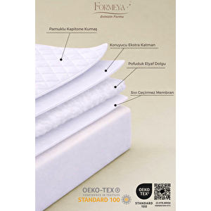 Kapitone Fitted Full Kenar Su Sıvı Geçirmez %100 Pamuk Yatak Koruyucu Alez Tek Çift Battal 150x200 cm