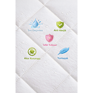 Kapitone Fitted Full Kenar Su Sıvı Geçirmez %100 Pamuk Yatak Koruyucu Alez Tek Çift Battal 150x200 cm