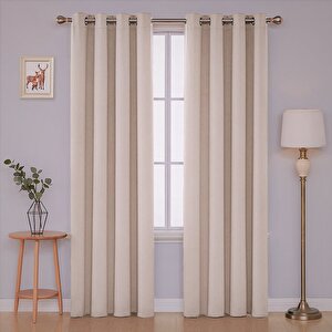 Kadife Dokulu Fon Perde Rustik Için Uygun Kuş Gözlü Dikim Taş Rengi 300x260 cm
