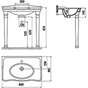 An080 Antik Etajerli Ve Ayaklı Lavabo 80 Cm