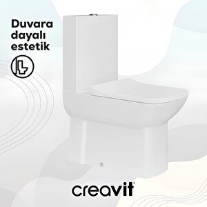 Creavit Lara Beyaz Kanallı Duvara Sıfır Klozet Takım Lr360, Creavit Lara Yavaş Kapak
