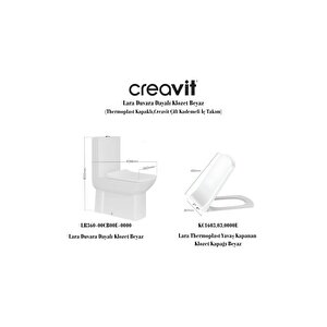 Creavit Lara Beyaz Kanallı Duvara Sıfır Klozet Takım Lr360, Creavit Lara Yavaş Kapak