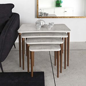 Erendiz 5li Ahşap Ayaklı Zigon Ve Orta Sehpa Seti Xl Kristal