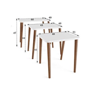 Balkır 3'lü Ahşap Ayaklı Zigon Sehpa Kristal
