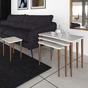 Erendiz 4lü Ahşap Ayaklı Zigon Sehpa XL Kristal