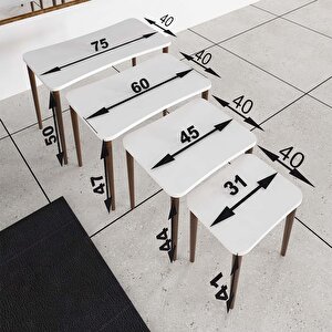 Erendiz 4lü Ahşap Ayaklı Zigon Sehpa XL Kristal