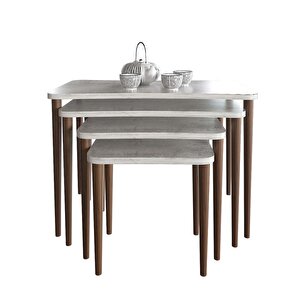 Erendiz 4lü Ahşap Ayaklı Zigon Sehpa XL Kristal