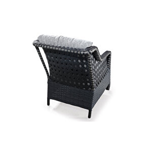 Rondi Siyah Rattan Bahçe Mobilyası (salon, Balkon, Cafe Ofis) 3+1+1+2puf+masa