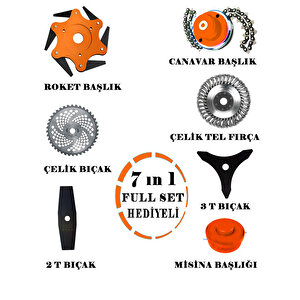 Eisenn Esx-60 Benzinli Motorlu Sırt Tırpan 7 İN 1 Ot Çalı Çim Biçme Makinası Aparat Hediyeli