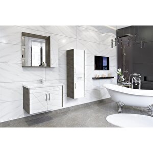 Victoria 80 Cm Banyo Dolabı - Boy Dolap Dahil