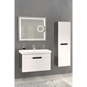 Olimpia 80 Cm Led Mercek Aynalı Banyo Dolabı - Boy Dolabı Dahil