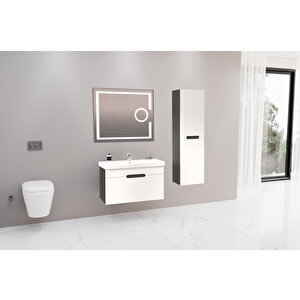 Olimpia 80 Cm Led Mercek Aynalı Banyo Dolabı - Boy Dolabı Dahil