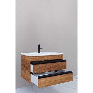 Levante 85 Cm Beyaz Lavabolu Banyo Dolabı - Boy Dolap Dahil