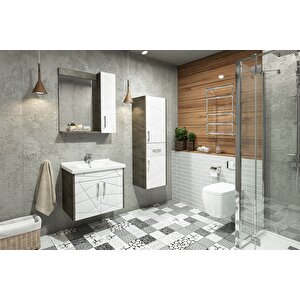 Victoria 65 Cm Banyo Dolabı - Boy Dolap Dahil