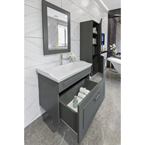 Monaco 80 Cm Banyo Dolabı Antrasit - Boy Dolap Hariç