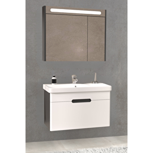 Olimpia 80 Cm Banyo Dolabı - Antrasit / Beyaz - Boy Dolapsız