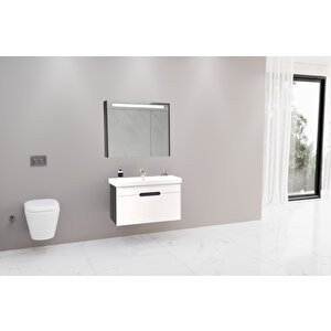Olimpia 80 Cm Banyo Dolabı - Antrasit / Beyaz - Boy Dolapsız