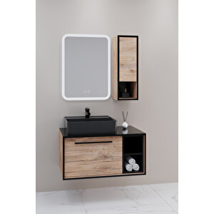 Energy 90 Cm Siyah Lavabolu Banyo Dolabı - Boy Dolapsız