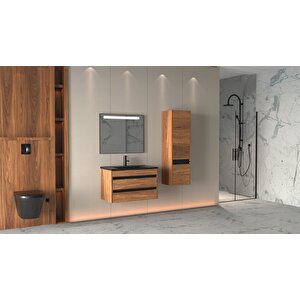 Levante 85 Cm Siyah Lavabolu Banyo Dolabı - Boy Dolap Dahil
