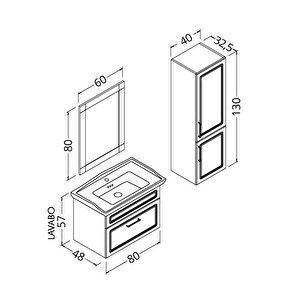 Monaco 80 Cm Banyo Dolabı Antrasit - Boy Dolap Dahil