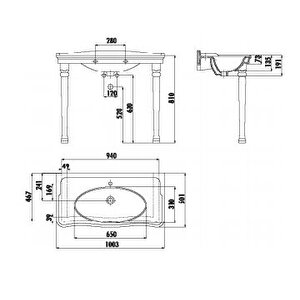 An100 Antik Etajerli Ve Ayaklı Lavabo 100 Cm