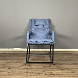 Alice Metal Sallanan Sandalye Koltuk Keten Mavi
