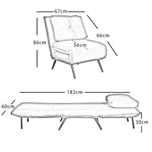 Lebedos Berjer Kanepe Yatak Olabilen Mekanizmalı Tekli Koltuk