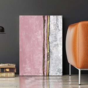 Tablolife Pembe Boncuk - Yağlı Boya Dokulu Tablo 90x120 Cm Çerçeve - Gold 90x120 cm