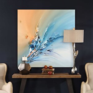 Tablolife Kristal Çiçek - Yağlı Boya Dokulu Tablo 80x80 Cm Çerçeve - Gümüş 80x80 cm