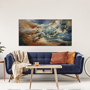 Tablolife Dalgalar - Yağlı Boya Dokulu Tablo 75x100 Cm Çerçeve - Gold 75x100 cm