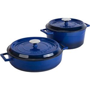 Trendy Tencere Seti 2'li Mavi - 24 Cm Derin - 28 Cm Yayvan