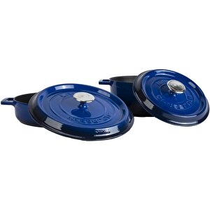 Trendy Tencere Seti 2'li Mavi - 24 Cm Derin - 28 Cm Yayvan