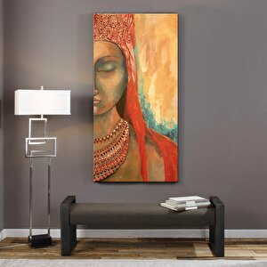Tablolife Gözleri Tamamen Kapalı - Yağlı Boya Dokulu Tablo 90x120 Cm Çerçeve - Gold 90x120 cm