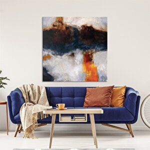 Tablolife Soyut Koyu - Yağlı Boya Dokulu Tablo 120x120 Cm Çerçeve - Siyah 120x120 cm