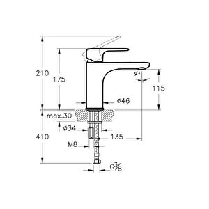 Root Round A42706 Yüksek Lavabo Bataryası, Krom