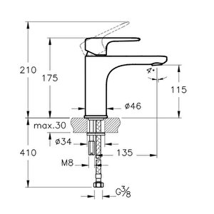 Root Round A42706 Yüksek Lavabo Bataryası, Krom