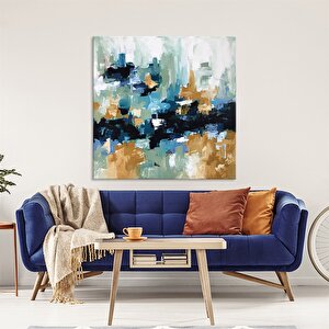 Tablolife Soyut Pixel - Yağlı Boya Dokulu Tablo 80x80 Cm Çerçeve - Gümüş 80x80 cm