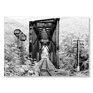 Eski İnşa Edilmiş Demir Yolu Köprüsü  Mdf Ahşap Tablo 35x50 cm