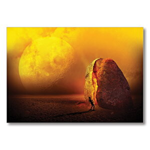 İkiye Ayrılmış Taş İnsan  Mdf Ahşap Tablo 50x70 cm