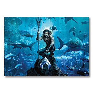 Aquaman Su Altında Köpek Balıklar  Mdf Ahşap Tablo 25x35 cm