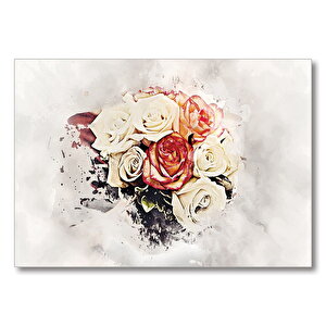 Renkli Gül Demeti  Mdf Ahşap Tablo 50x70 cm