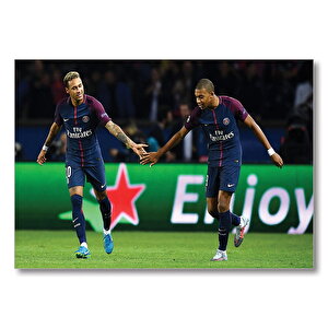 Neymar Ve Mbappe  Mdf Ahşap Tablo 25x35 cm