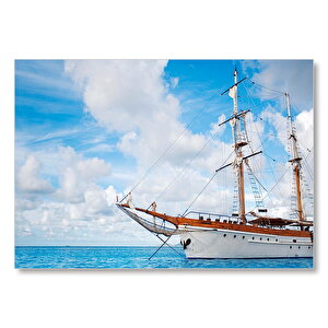 Demirleyen Yelkenli Tekne  Mdf Ahşap Tablo 50x70 cm