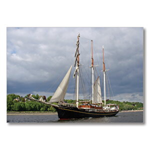 Yelkenli Tekne  Mdf Ahşap Tablo 35x50 cm