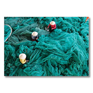 Uzak Doğuda Tüllü Kumaş Kadınlar  Mdf Ahşap Tablo 35x50 cm