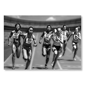 Maraton Yarışçıları  Mdf Ahşap Tablo 50x70 cm